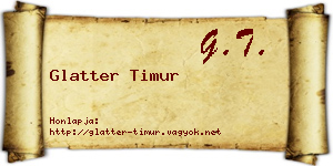 Glatter Timur névjegykártya
